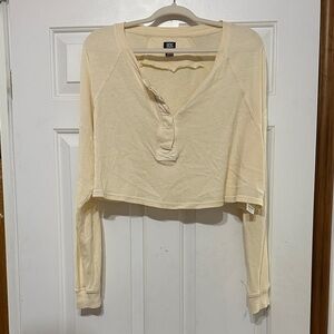 BDG long sleeve cropped Henley top